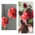 Fresh flower bouquet pink double petals floral arrangement for florist shop decoration use display - 300ml / Bright Red