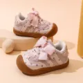 Scarpe primi passi morbide con fiocco per bambina piccola 1-3 anni primavera autunno scarpe - Taglia 26 (Lunghezza Interna 16.5cm) / Rosa