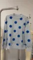 Sudadera gris mujer cuello alto con lunares azules manga larga holgada moda casual - Multicolor (Artículo Real)