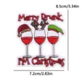 Patch brodé verre de vin de Noël décoration de vêtements de vacances accessoire festif insigne - Style de Broderie Festive Verre de Vin Rouge (PE20800CT)