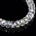 8x5mm crystal glass rondelle beads for DIY handmade bracelets necklaces jewelry making supplies - Transparent White (Cloud Mist Jade-Like)