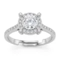 Anello halo in moissanite regolabile con diamanti scintillanti gioielli eleganti donna - Stile Pavé Moissanite (R01096-3) / Misura Aperta Regolabile