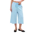 Light blue casual wide leg capris for women, elastic drawstring waist summer lounge pants. - Multicolor Pattern