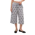Grey polka dot casual cropped wide-leg pants for women, summer elastic drawstring trousers. - Light Grey Polka Dot