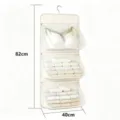 Hanging underwear organizer mesh storage bag for dorm wardrobe 3-tier clothes holder - 3-Layer / Beige