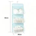 Hanging 3-layer mesh underwear storage organizer bag for dorm wardrobe socks and panties. - 3-Layer / Blue