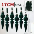 Green velvet Christmas tree hanging ornaments icicles 6pcs holiday decoration decor props - 6 Pieces/Pack / Flocked Dark Green