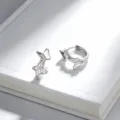 Silberne Schmetterling Creolen Ohrringe für Damen, funkelnde Zirkonia Schmuck Geschenke - 925er Silber / Weißgold