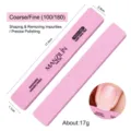 Professional pink rectangular nail file 100/180 grit washable manicure buffer tool. - Pink Square Sponge Nail File