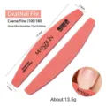 Professional double-sided pink oval nail file buffer, 100/180 grit, durable manicure tool. - Orange Half Moon Sponge Nail File