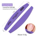 Professional purple oval nail file 100/180 grit washable double sided nail buffer tool - Purple Half Moon Sponge Nail File