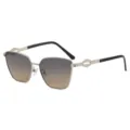 Men's metal frame polarized sunglasses, square gradient lenses, UV protection driving glasses. - Silver Frame Gray-Brown Photochromic Lens (Non-Polarized)