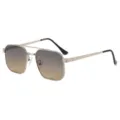 Men's metal gradient polarized sunglasses, stylish square double bridge outdoor driving eyewear. - Silver Frame Gray-Brown Photochromic Lens (Non-Polarized)