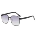 Gafas de sol de metal cuadradas retro polarizadas para hombre con lentes degradadas. - Montura Negra Lente Doble Gris Fotocromática (No polarizada)