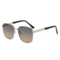 Gafas de sol de metal cuadradas retro polarizadas para hombre, lentes degradadas, conducción. - Montura Plateada Lente Gris-Marrón Fotocromática (No polarizada)