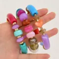 Colorful resin acrylic bead bracelet chunky stackable fashion jewelry for women daily - Acrylic Beaded Bracelet Set (6812901HB)