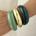 Chunky resin bangle bracelet set aesthetic minimalist fashion statement jewelry for women - Thick-Walled Bangle Set (6771803HB)
