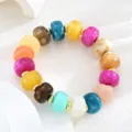 Colorful acrylic resin beaded bracelet with gold spacers fashion jewelry for women chic accessory - Acrylic Beaded Bracelet (6780401HB)