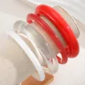 Chic minimalist acrylic resin chunky bangles set, stylish stacking bracelets for women. - Round Resin Bangle (6824802)