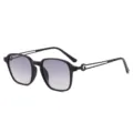 Black fashion sunglasses for men and women with gradient lenses and unique moon cat decor. - Sand Black Frame Double Gray Photochromic Lens (Non-Polarized)