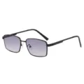 Men's stylish metal square sunglasses with gradient lenses for outdoor driving and travel - Black Frame Double Gray Photochromic Lens (Non-Polarized)