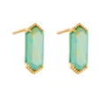 Gold plated hexagonal rutilated turquoise stud earrings minimalist geometric jewelry - One Size / 3231 Rutilated Quartz + Synthetic Turquoise Earring