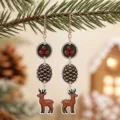 Hermosos pendientes colgantes reno piña acrílico Navidad pendientes fiesta festivos - Piña de Pino y Alce (26083002)