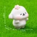 Miniatuur hars schattig puppy beeldje met roze bloem voor micro landschap decoratie. - Bloemetje