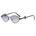 Herren Luxus Schlangen-Sonnenbrille mit Metallrahmen und UV-Schutz Gläsern für Outdoor. - Schwarz Rahmen Doppelgrau Fotochrome Linse (Nicht polarisiert)