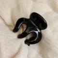 Minimalist black glossy hair claw clip, elegant solid color hair accessory for daily styling - 5cm Round Spring / Bright Black