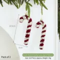 Burgundrote beflockte Zuckerstange Weihnachtsornamente, Samt Hängende Deko 14.5x6cm, 2er - Beflockter Geformter Ball (Spiralstock Stil)