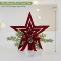 Roter Samt Weihnachtsbaumspitze Stern mit Schleife und Zapfen für Feiertag 21x20cm - 20cm Beflockter Baumspitzenstern