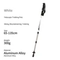Aluminum alloy telescopic trekking pole, lightweight hiking stick, adjustable 65-135cm white. - White