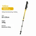 Adjustable aluminum alloy trekking pole with straight handle for hiking, 65-135cm, 300g. - Yellow
