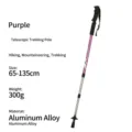 Aluminium alloy telescopic trekking pole in purple, adjustable 65-135cm for hiking. - Purple