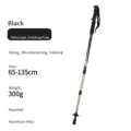 Black telescopic trekking pole, lightweight 300g aluminum alloy hiking stick for outdoor. - Black