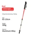 Aluminum alloy telescopic trekking pole, 65-135cm hiking stick for outdoor mountaineering. - Red