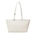 Women off-white PU leather tote shoulder bag, stylish casual commuting daily handbag. - White