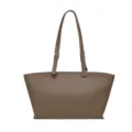 Stylish women brown tote bag, large capacity casual shoulder bag for daily office commute use. - Khaki