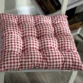 Red white checkered chair cushion, thick cotton linen seat pad for office and dining room. - 40x40cm / Red Small Gingham (Linen Style)