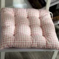 Thickened pink gingham chair cushion cotton linen office seat pad tatami dining cushion - 40x40cm / Pink Small Gingham (Linen Style)