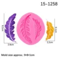 Feather silicone mold for cake decorating, fondant, and chocolate craft. Size 9x8x1cm. - 2# Style (15-1258) / Pink