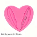 Pink heart feather silicone mold for DIY cake decoration fondant chocolate baking tool - 3# Style (15-455) / Pink