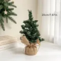 Mini artificial Christmas tree with burlap base 20cm desktop holiday party decoration - 20cm