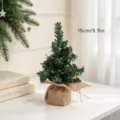 Mini Christmas tree tabletop decoration burlap base holiday festive party ornament 15cm - 15cm