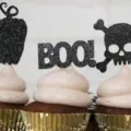 Halloween cupcake toppers glitter black boo skull pumpkin dessert party decoration picks. - Pumpkin Style / 12 Pieces/Pack / Assembled Finished Product