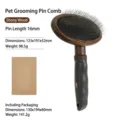 Cepillo carda para perros y gatos cepillo de aseo para mascotas con mango de madera - Cepillo de cerdas vintage ovalado