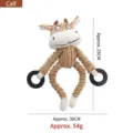 Jouet en peluche pour chien avec anneaux de dentition, variante petite vache, article interactif. - Veau à Anneau