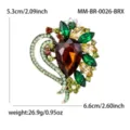 Korean style fashion rhinestone heart brooch crystal metal jewelry accessories for women. - Antique Bronze - Coffee Multicolor