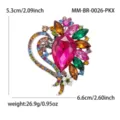 Fashion creative medium glass brooch women clothing accessory heart geometric pin BR0026 - Antique Silver Pink